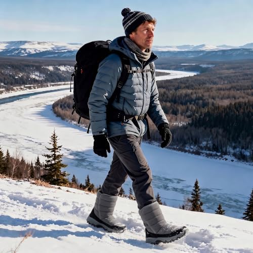 EQW Men's Insulated Snow Boots, -25°F Cold Rated Hook Loop Easy On
