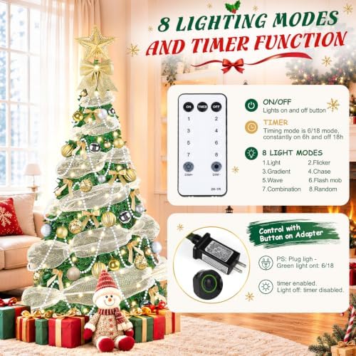FUSPWEAO 6FT Pre-Lit Pop Up Christmas Tree with Lights for Holiday Decor