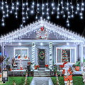 200LED Icicle Lights for Outside Connectable Christmas Lights Clear Wire for Bedroom Tree Party, Cool White