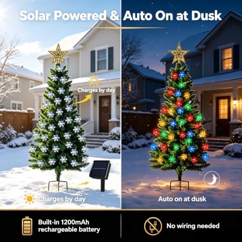 4FT 100LED Solar Christmas Tree for Outdoor Christmas Decorations