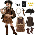 11 Pcs Viking Pirate Costume Girls Renaissance Medieval Costume for Kids