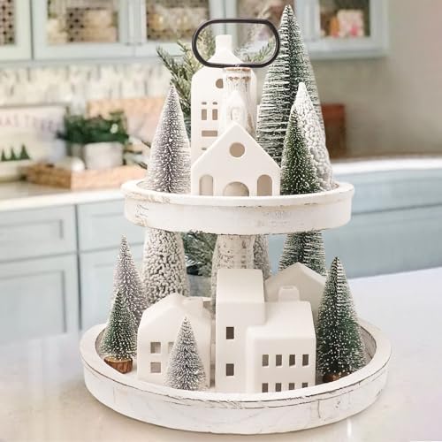 Christmas Decorations - Village Sets of 5 Lighted Ceramic Houses & 9 Trees