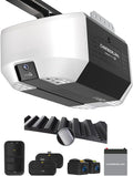 Chamberlain Belt Drive myQ Garage Door Opener, 3/4HP w/Fixed Camera | Ultra quiet belt drive, smart garage myQ integration, Includes: 2 remotes, wall control, battery backup & safety sensors