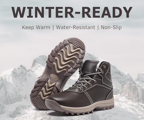 Mens Snow Boots Water Resistant Warm Fur Lined Winter Shoes