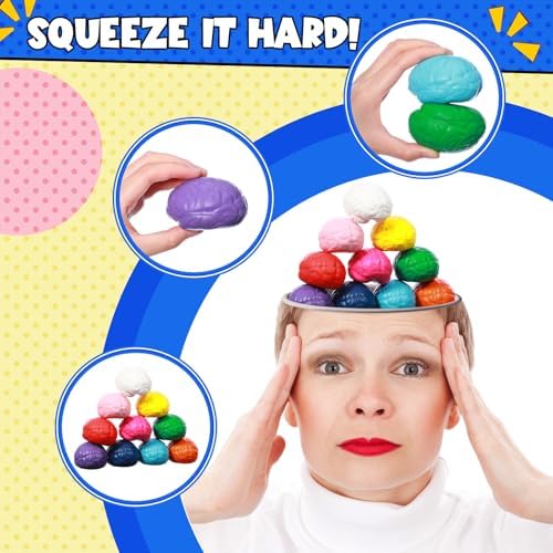 Skylety 100 Pcs Brain Balls Bulk Halloween Funny Toy Medium, 10 Colors