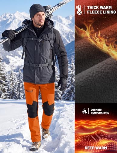TACVASEN Men's Winter Snow Ski Pants Fleece Lined Waterproof Hiking Work