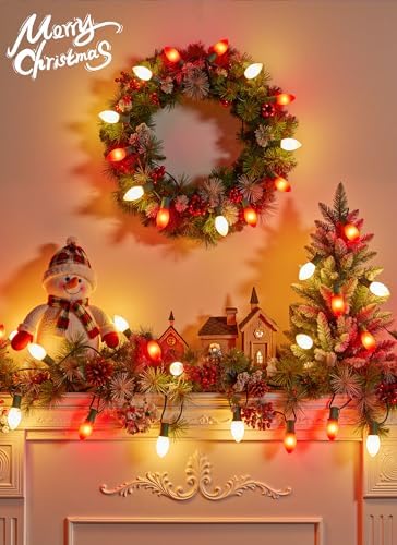 Vintage Christmas Lights Outdoor, 100Ft C9 String Lights with 100 LED Bulbs