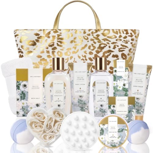 Spa Luxetique White Jasmine 15pc Spa Gift Baskets Gifts for Women Spa Gifts