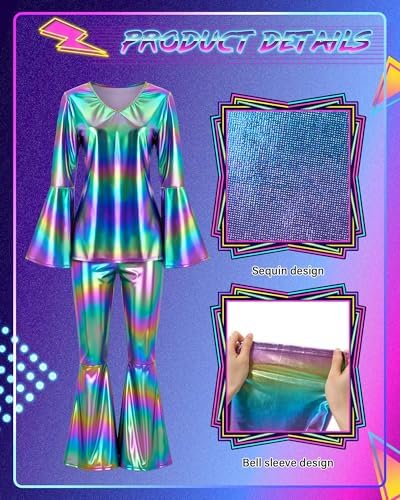 Jexine 70s Disco Outfit Women Sequin Sparkly Costume