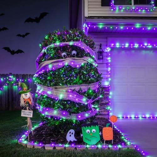 JMEXSUSS 600 LED Purple Green String Lights Plug in Indoor Outdoor