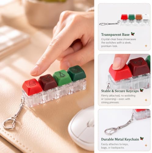 Kenning 24 Pack Christmas Keyboard Fidget Keychains with Gift Cards