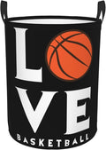 Love Basketball Laundry Hamper Laundry Basket Circular Hamper Dirty Clothes Storage with Handles