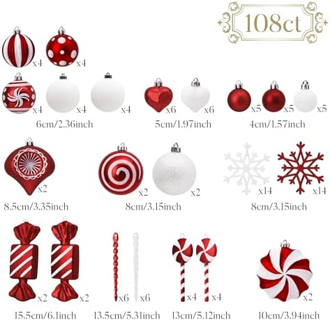 Valery Madelyn 108ct Christmas Ornaments Tree Decorations Set