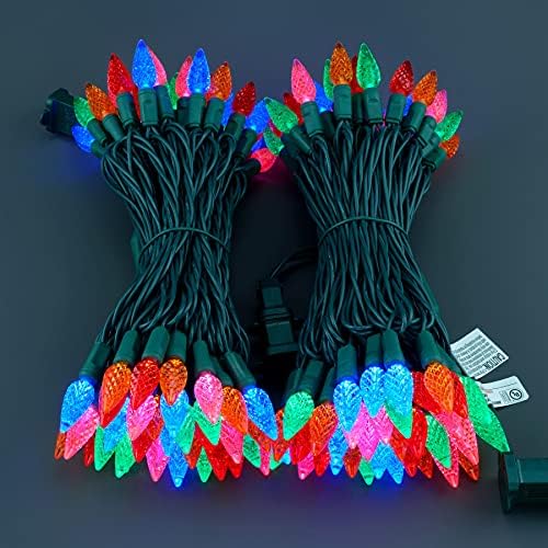 YULETIME 140 Multicolor C6 Christmas Lights, 2-Set 36 ft 70ct One-Piece LED