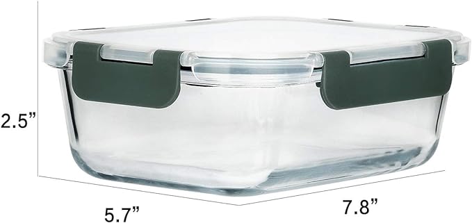 M MCIRCO 8 Pack,30 oz Glass Food Storage Containers with Lids, Gray | Glass Meal Prep Containers,Airtight Lunch Containers with Lids, Microwave, Oven, Freezer and Dishwasher Friendly, BPA Free