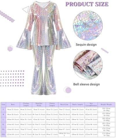 Jexine 70s Disco Outfit Women Sequin Sparkly Costume