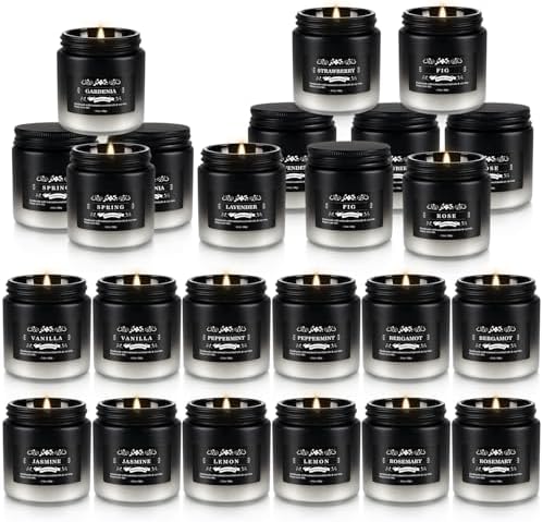 Scented Candle Set 24 Pack, Black&White, Candle for Home Scented, Odor Eliminating, Stress Relief, Long Lasting Soy Wax Gift Set