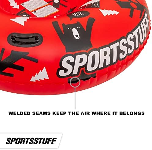 Sportsstuff Inflatable Snow Sled with Handles - 48" Single/78 Double - Snow Sleds for Kids - Multiple Sizes & Designs