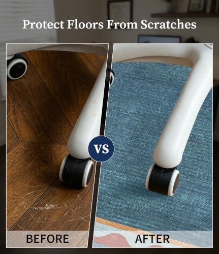chakme Office Chair Mat for Hardwood Floor, 72"x48" (Blue Scalloped Border)