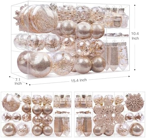 SHareconn 100PCS Christmas Tree Ornaments Clear Set, Champagne