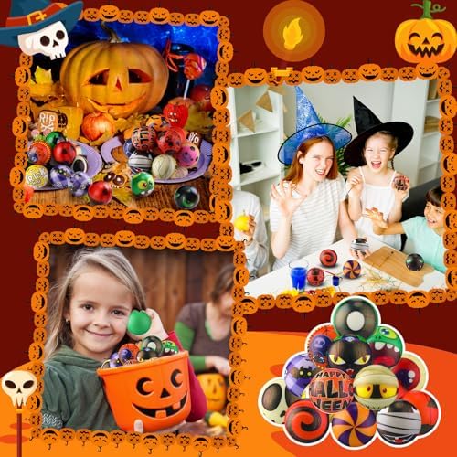 Meooeck 108 Pcs 2.5'' Halloween Mini Sensory Fidget Balls, Foam Relief Toys