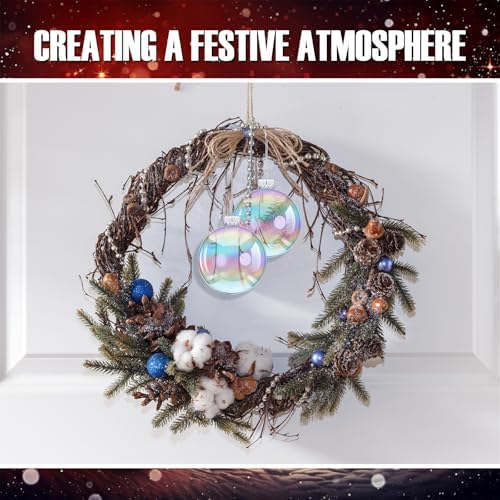 Funtery 48 Pcs Iridescent Ornaments Bulk 4'' Clear Christmas Ornaments Ball