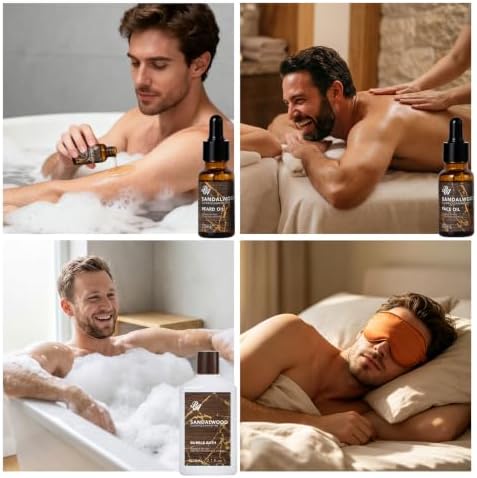 Gifts for Men, 35 Pcs Sandalwood Bath & Body Gifts Basket, Get Well Soon