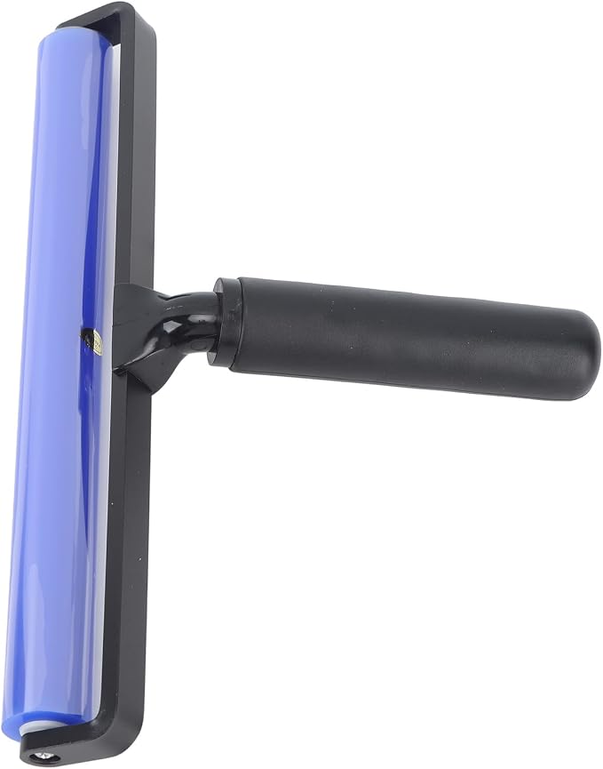 Static Dust Removal Roller, Sticky Blue Silicone Soft Cleaner Roller with Black Handle for Lint Pet Hair Lint Roller Reusable Carpet Fabric Cleaner