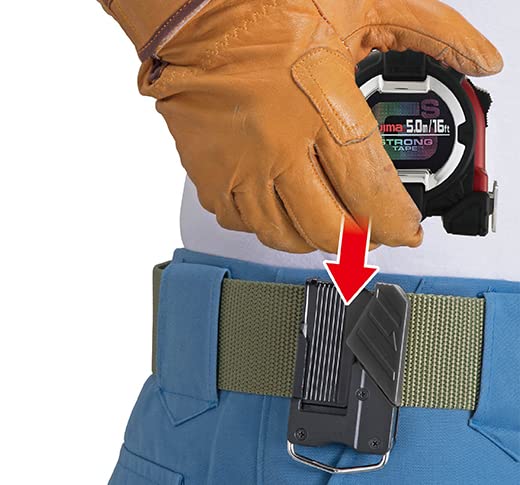 TAJIMA Tape Measure - 16ft/5m x 1in GS-Lock Measuring Tape with Compatible Clip & Horned Magnetic Hook - GS-MC16/5MBW