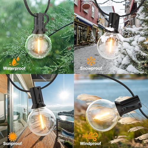 GPATIO Outdoor String Lights, 25FT G40 Bulbs Shatterproof Patio Lights, Waterproof Dimmable Hanging Outdoor Lights, Connectable LED Outside Lights for Backyard Yard Gazebo Porch Party