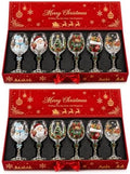 Christmas 3D Wine Glass Collection Gift Box Set, 3D Christmas Wine Glasses,Raised Holiday Goblet with Snowflake Decor,Festive Glassware,Holiday Party Decor,Wines & Cocktails,Table Decor (12pcs)