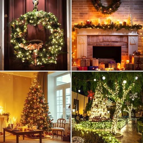 ASENEK 99FT 300 LED Christmas String Lights End-to-End Plug 8 Modes Indoor Lights with Timer, Outdoor Indoor Fairy Lights Christmas Tree Patio Garden Holiday Warm White