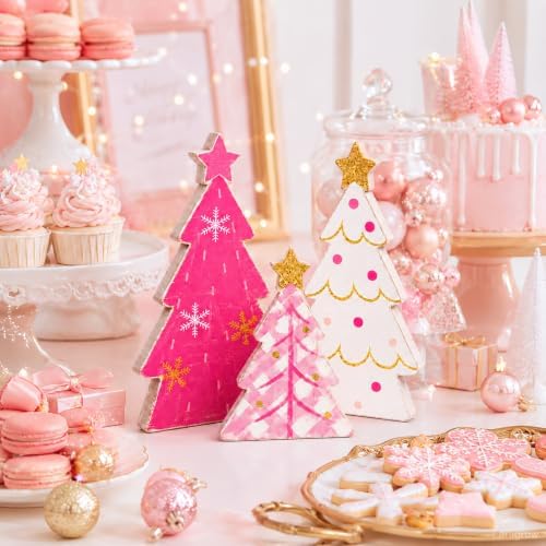 Christmas Decorations Indoor, Pink Christmas Snowflake Star Tree Home Decor