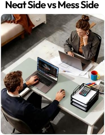 YSAGi Leather Desk Protector, Office Mat, Large Mouse Mat, Non-Slip PU Leather Blotter, Laptop Desk Pad, Waterproof Writing Pad for Office and Home (Grayish Green, 47.2" x 23.6")