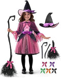 Spooktacular Creations Child Girl Orange Purple Witch Costume, Toddler Witch Outfit Set for Kids Halloween Dress Up Parties