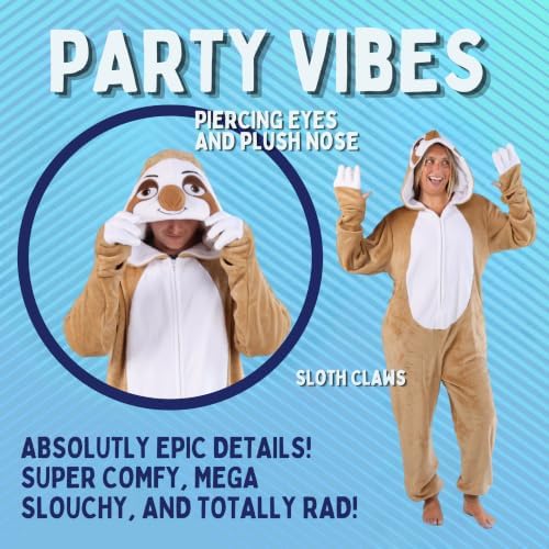 Funziez! Slim Fit Adult Onesie - Animal Costume - Plush Unisex Halloween One Piece Cosplay Suit for Women and Men