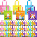 Sweetude 120 Pcs Easter Tote Bags Bulk with Handles Bunny Reusable Party Non Woven Treats Goodie Bags for Easter Party Supplies(Rabbit)