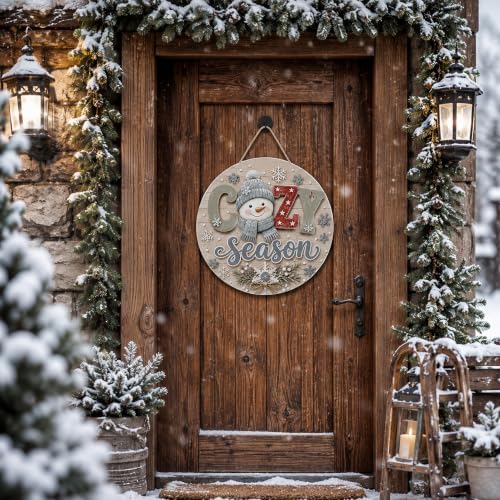 Winter Decorations - 2D Printed Flat Cozy Season Door Sign for Front Door