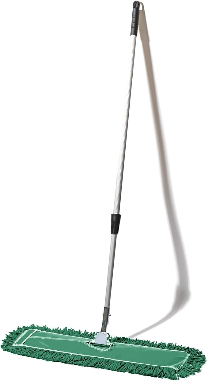 24 Inch Green Commercial Dust Mop & Floor Sweeper with Extendable Handle – Mop for Hardwood, Tile, and Concrete Floor Cleaning