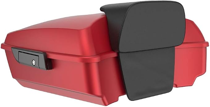 Advanblack Road Glide Tour Trunk Pack Wicked Red Denim Chopped Tour Trunk Pack Backrest Pad for '97-'25 Harley Touring Road King Street Glide Electra Glide CVO models