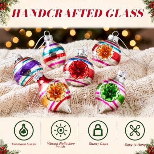 40 Pcs Vintage Christmas Mini Glass Ornaments Bulk Reflector