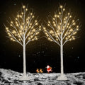 2 Pack 4FT Lighted Birch Tree, 100LED Twinkling Tree Lights, Warm White