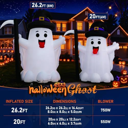 20ft Halloween Inflatable Decorations Ghost Outdoor, Yard Blow Up