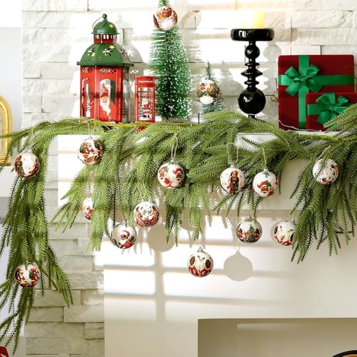 Outus 16 Pcs Santa Claus Black Ball Ornaments for Tree African American Christmas Hanging Ornaments Santa Claus Black Christmas Decorations for Tree Xmas Gifts Farmhouse Fireplace Holiday Party Favors