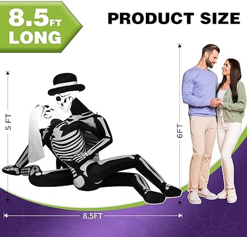 ZPISF 8.5 FT Giant Halloween Inflatables Cuddling Skeleton Couple