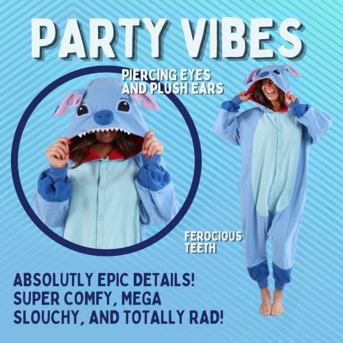 Funziez! Adult Onesie Halloween Costume Animal Dinosaur Shark Unisex Plush One Piece Cosplay Suit for Adults, Men and Women