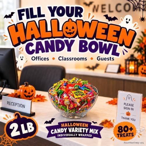 Candy Variety Pack 80+ Ct, 2 LB Bulk Individually Wrapped, Halloween