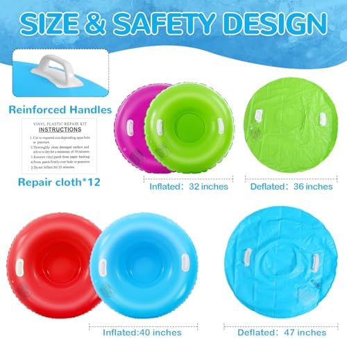 Shappy 4 Pack Inflatable Snow Tubes Heavy Duty