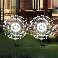 Solar Garden Lights Solar Firework Light Outdoor Waterproof 2 Pack Solar Powered Art Stake Twinkle Lights Outside Decor 180 LED Sparklers String Light for Yard Pathway Christmas Decorations (White)