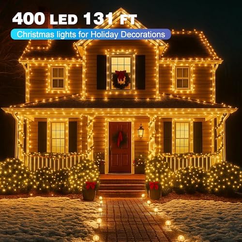 131FT Warm White Christmas Lights, 400 LED Outdoor Xmas String Light